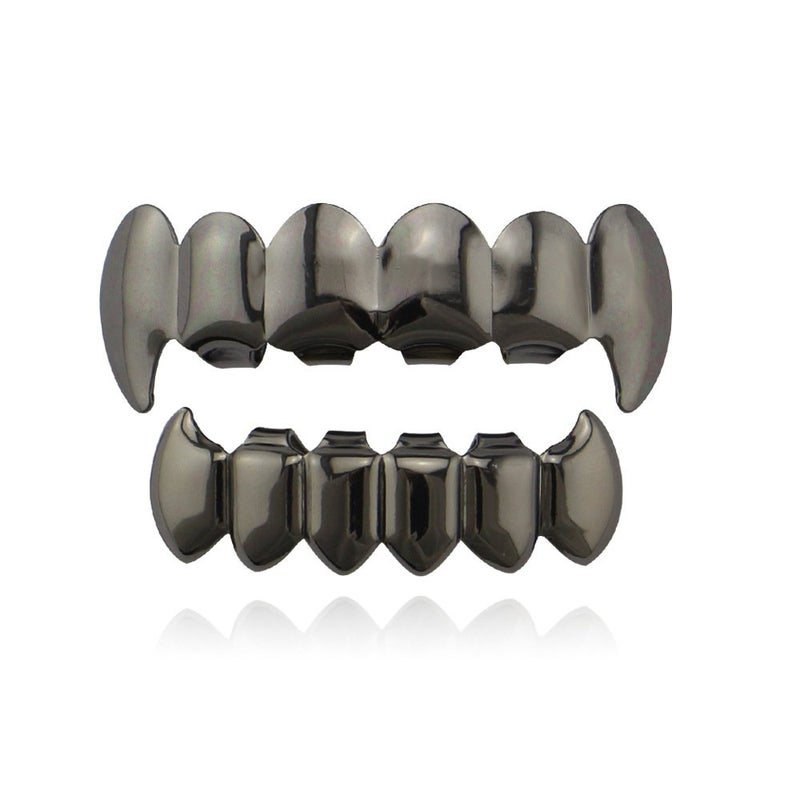 OOCC 18K Gold Silver Plated Hip Hop Vampire Fangs Teeth Grillz Caps Top and Bottom Set for Your Teeth - Image 1